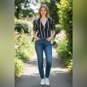 Strut & bolt Black and White Striped Bodysuit